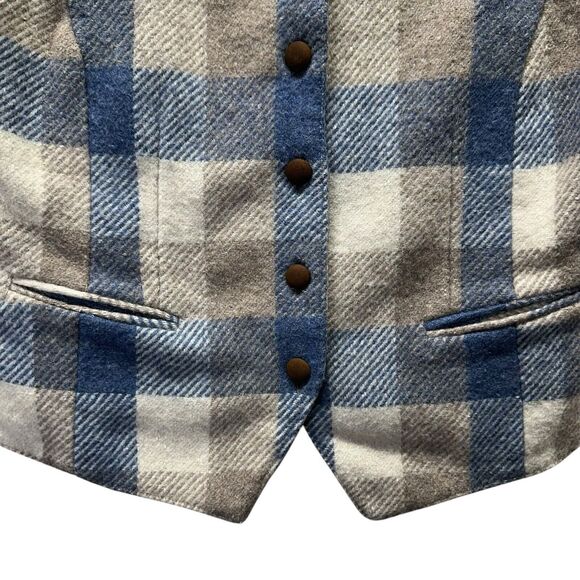 Chrysantheme Vest Women Medium Wool Blend Plaid Vintage Western Cowgirl Bohemian - Picture 3 of 9